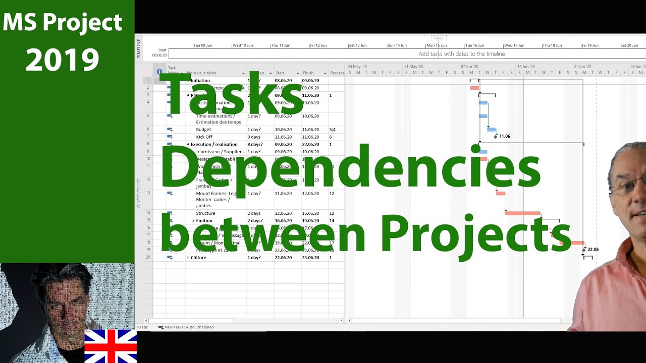 # 53 MS Project 2019 ● Tasks Dependencies Between Two Projects  ● Advanced
