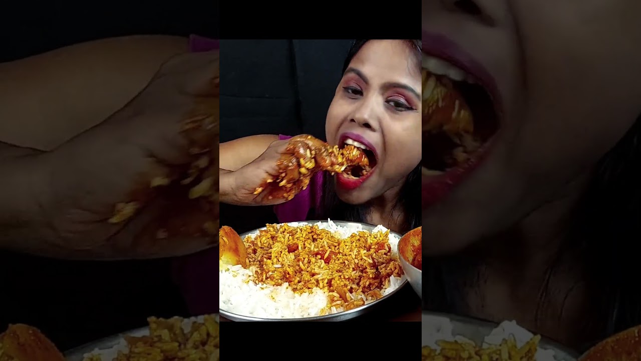 Eating Challenge Chicken Curry With Rice Eating Show Masala