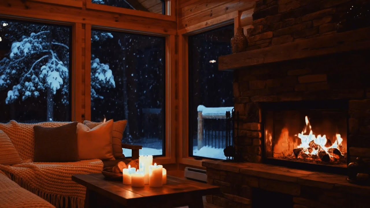 Cozy Winter Fireplace Ambience — Whispering Snow & Cozy Firelight ❄️🔥