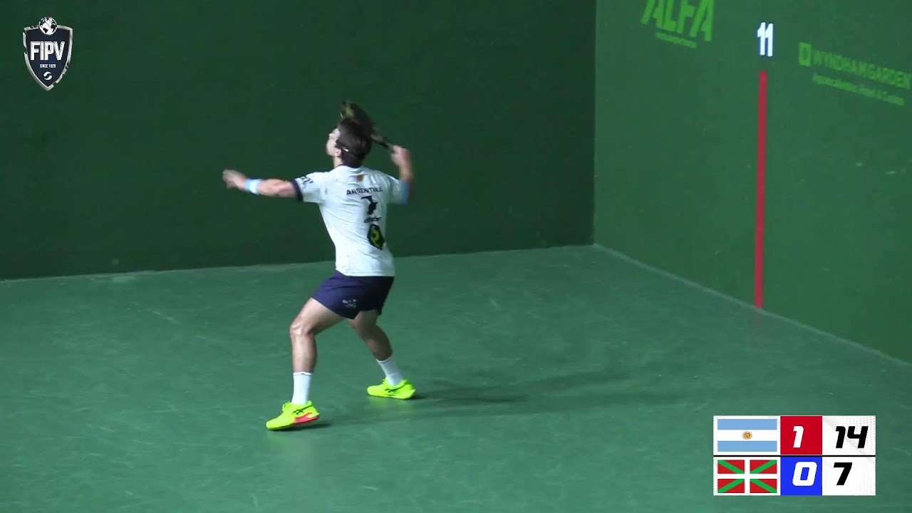 Liga de Naciones de Frontón 30 mts. Argentina vs Euskadi. Frontón Masculino. Cuartos de Final.