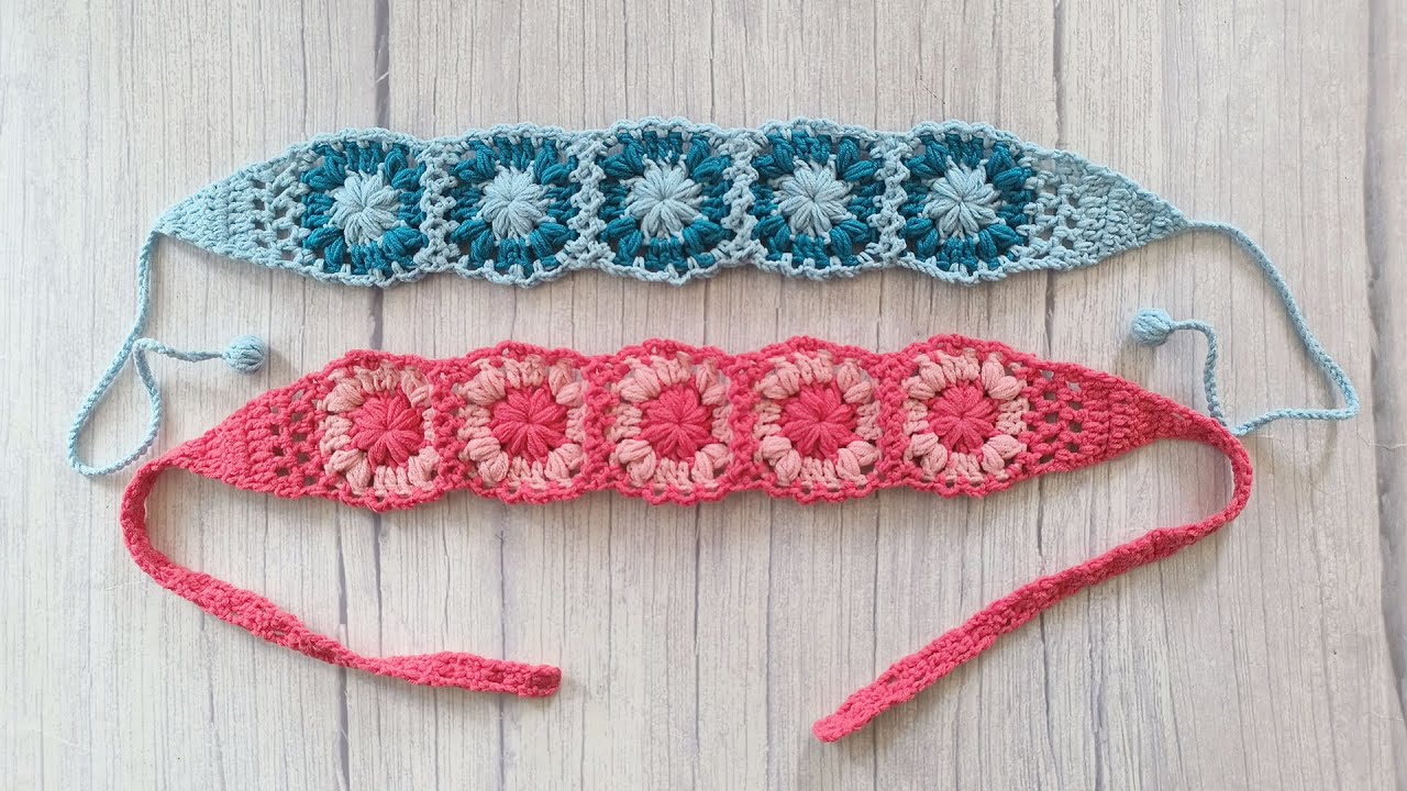 Granny square part01 girls headband, easy crochet headband