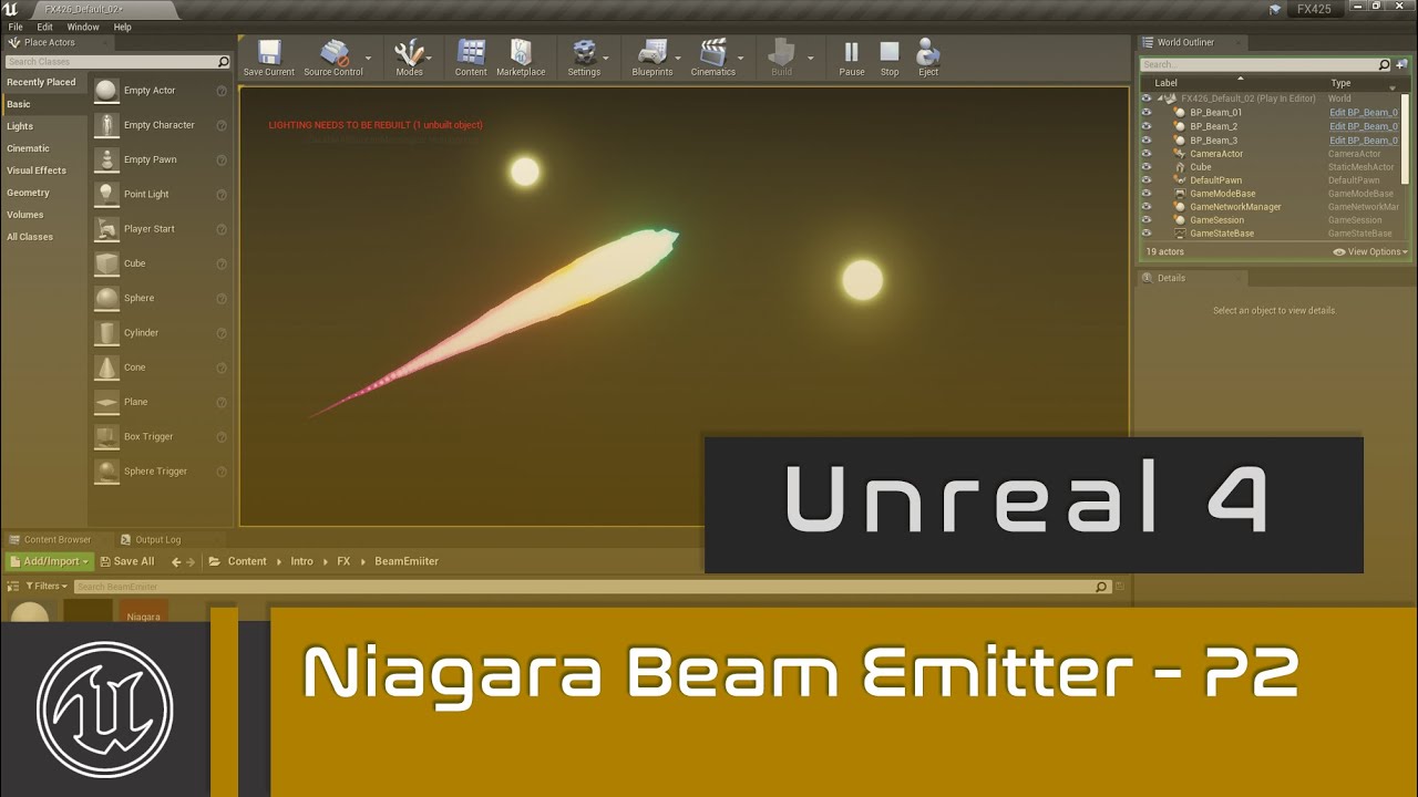 UE4 - Niagara Beam Emitters - Part 2 - Blueprints