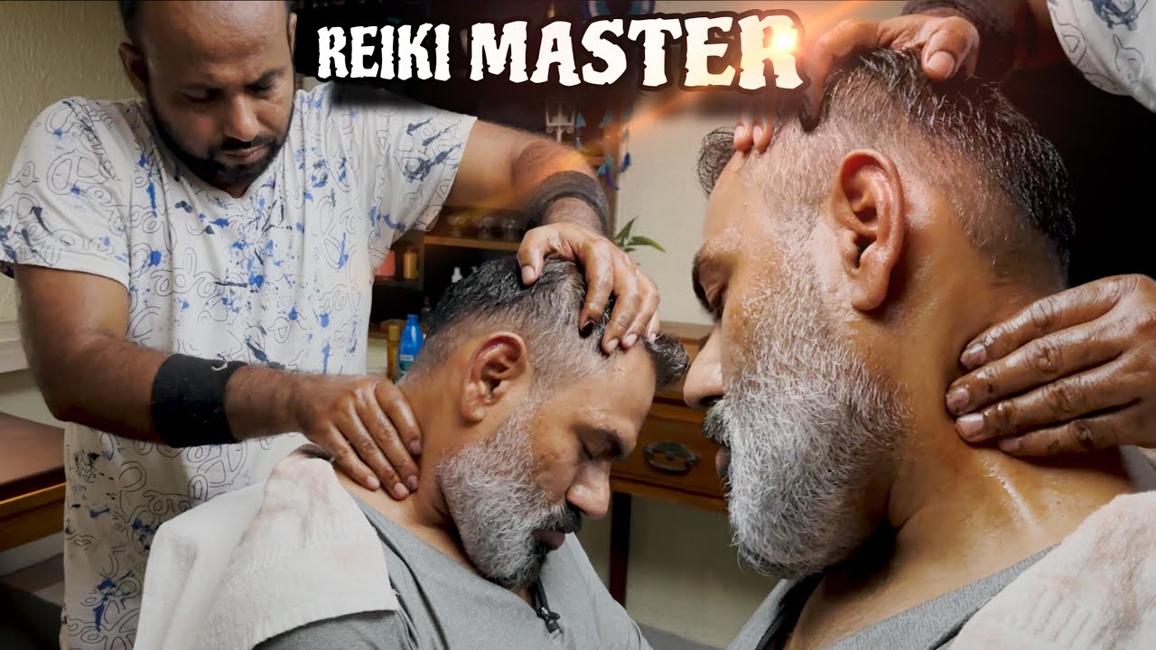 Reiki master performing head massage therapy to relax my Imsomnia and stress 💈IndianBarber 💈ASMR