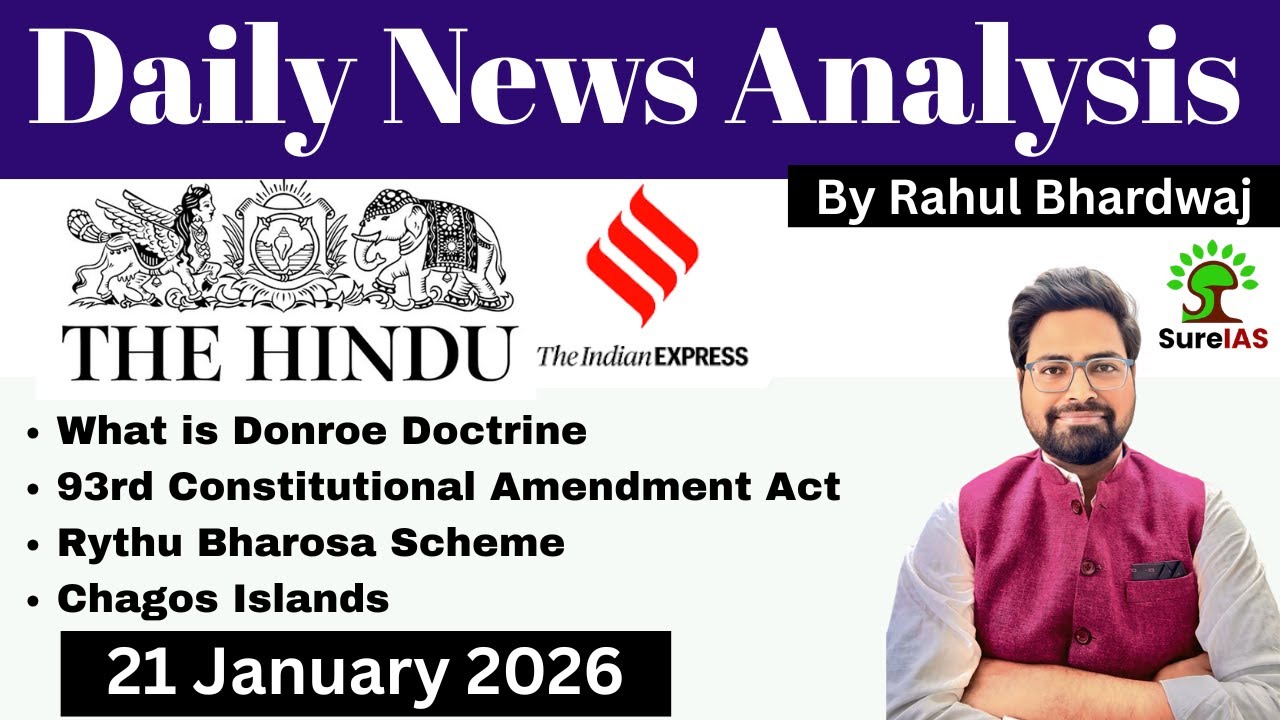 The Hindu & The Indian Express| Daily Current Affairs | UPSC CSE'26 | 21 January | Rahul Bhardwaj