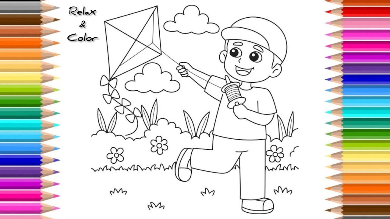Relax & Color | Basant Kite Coloring 🪁 | Spring Vibes | Relax & Color