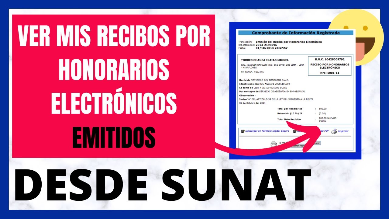 Como ver mis recibos por honorarios electrónicos emitidos| Volver a imprimir desde Sunat.