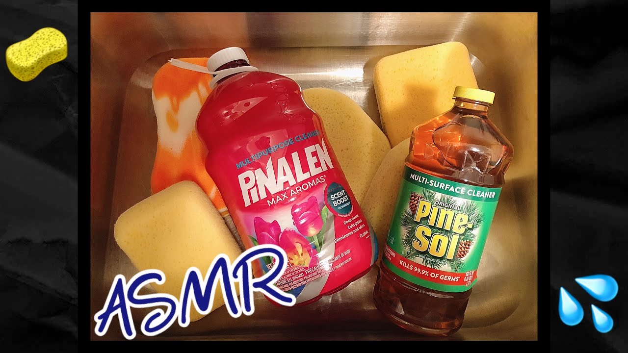 ASMR Pine & Floral Satisfying Sponge Squeezing (Pine Sol & Pinalen) Sponge Rinsing|Scrubbing