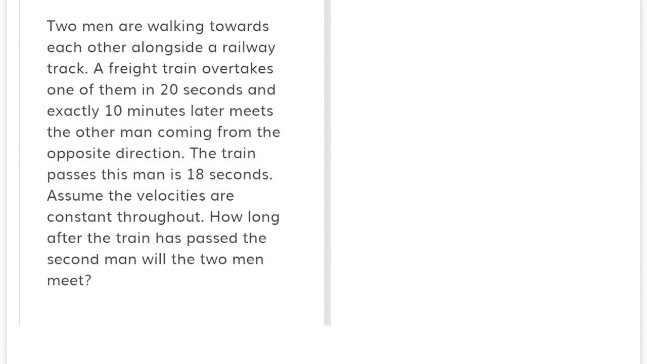 TSD Part 1 : Two Men & Train Question - Must Do Before Exam