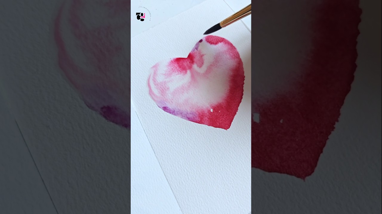 Easy heart in pink! #watercolour #DIY #shorts