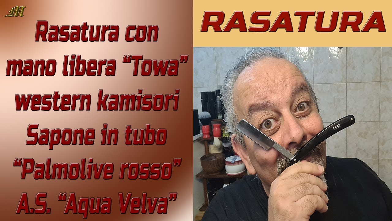 rasatura con il rasoio a mano libera. Oggi il kamisori "Towa"