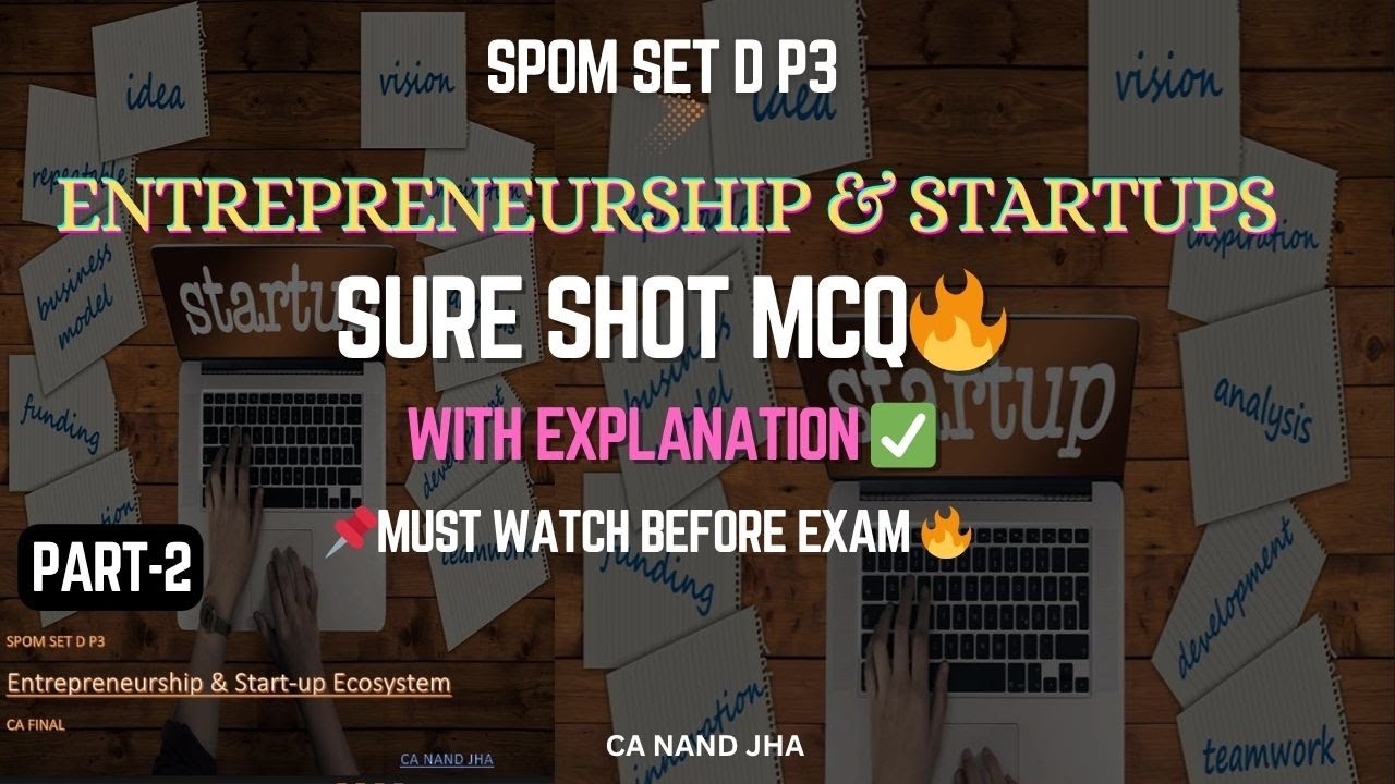 Part 2 | SPOM SET D Entrepreneurship & Startup | SURE SHOT MCQs with Explanation | CA Nand Jha