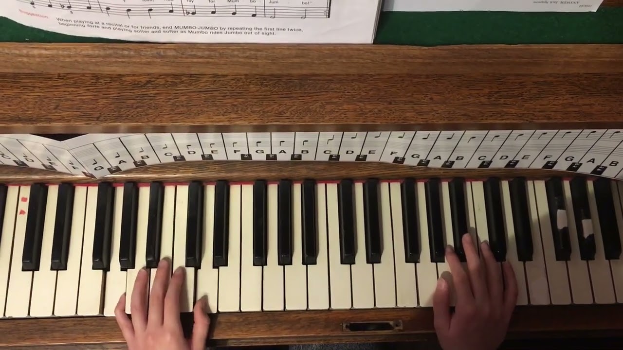 Practice Piano #34 Mumbo-Jumbo from Alfred’s Basic Piano Library Lesson Book•Level B page 39