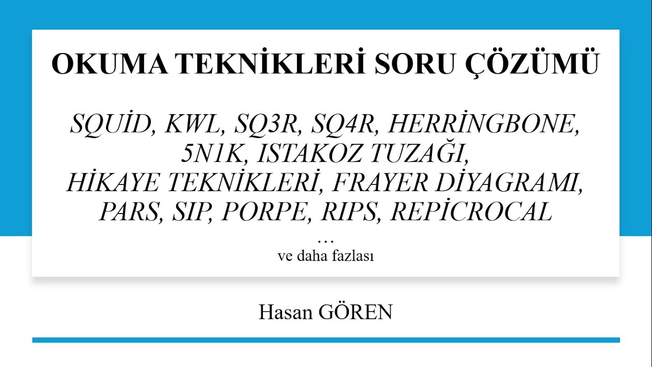 OKUMA TEKNÍKLERİ SORU ÇÖZÜMÜ | Sınavda Çıkacak Soru Tipleri!!