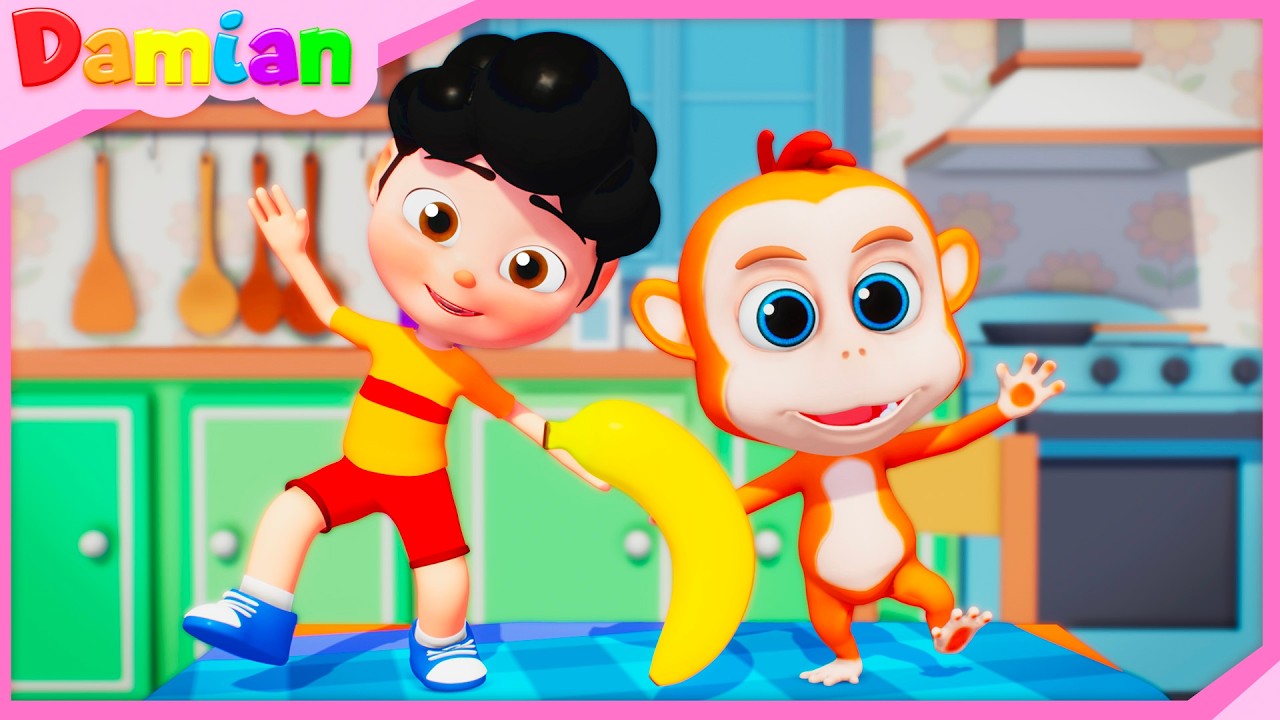 5 Monitos, ¿Sí Papá? 🍌🐵 | Damian Nursery Rhymes & Kids Songs