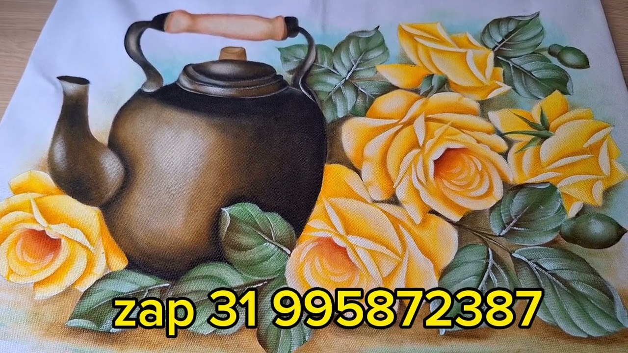 projeto Chaleira com rosas amarelas parte 3.