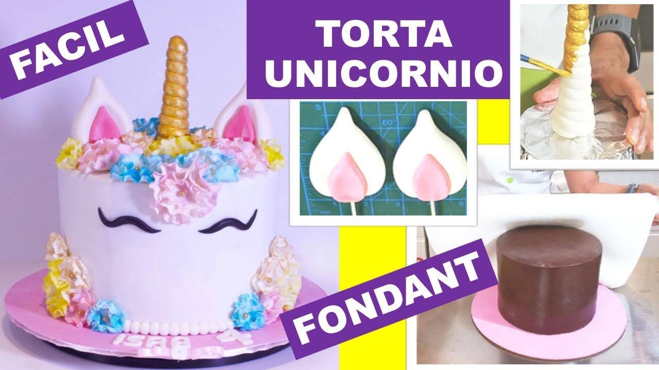 UNICORNIO🦄 - TUTORIAL COMPLETO - FLORES FACILES - SIN MOLDES - FORRADO FONDANT 👀