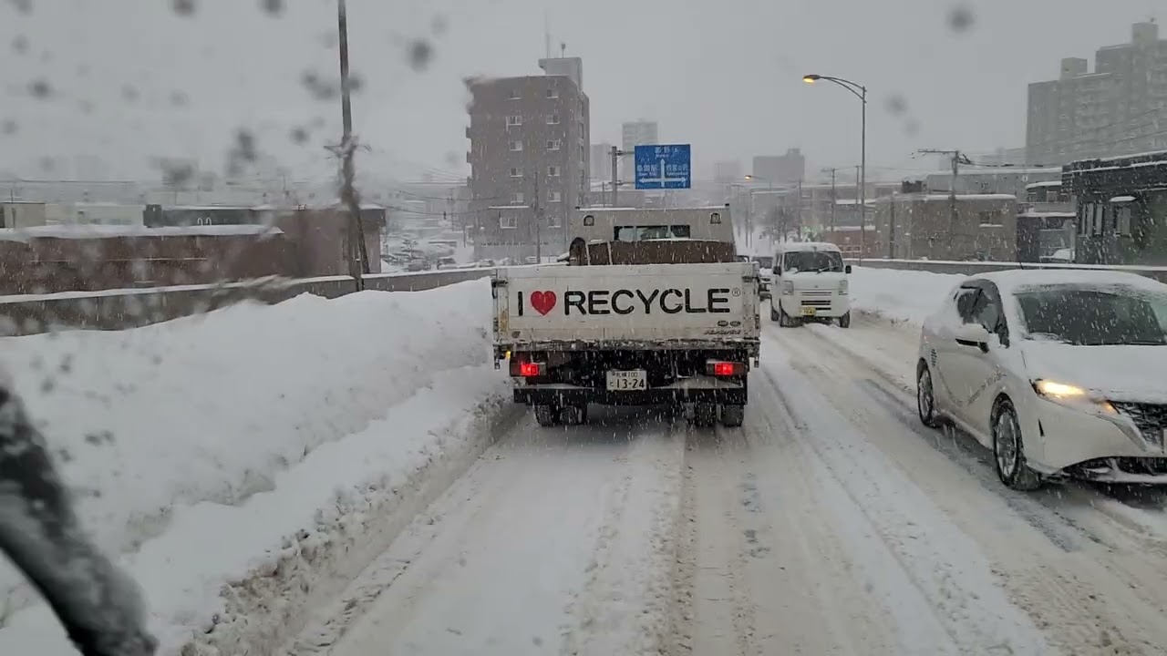 2026年1月21日朝　札幌市西区発寒13条4丁目～西野屯田通～新道交差点　ドライブ