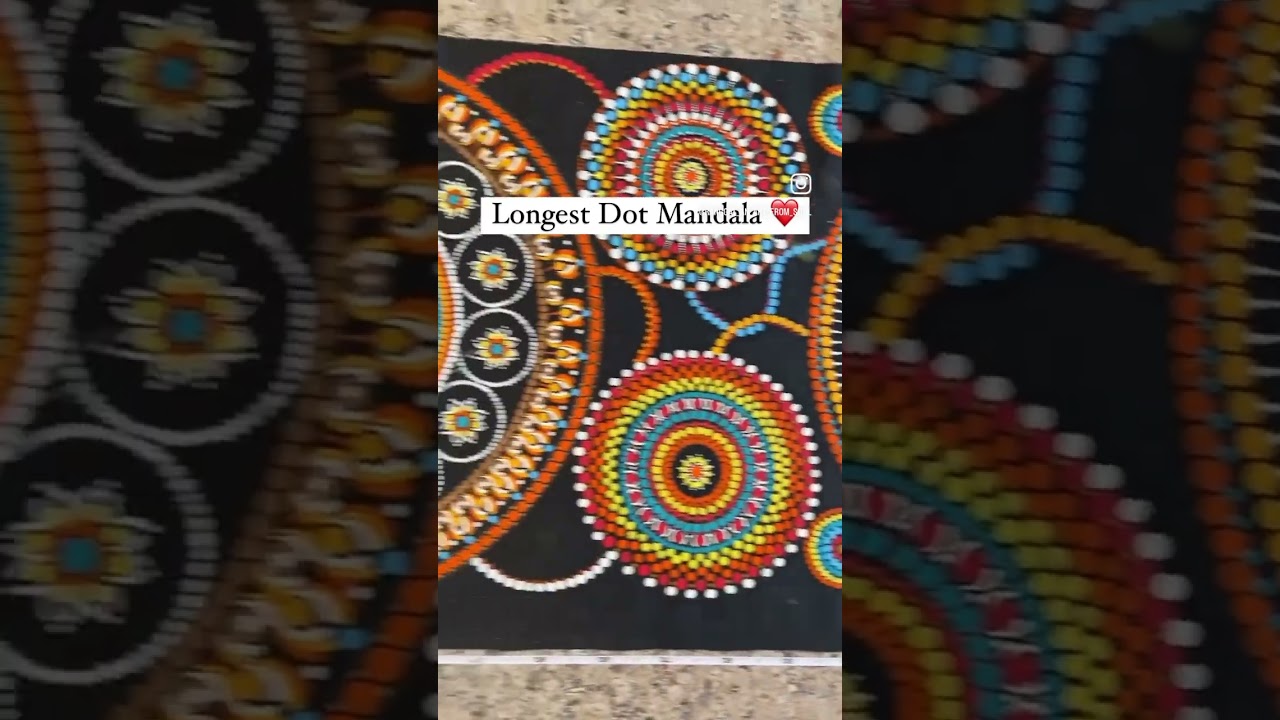 Worlds longest dot mandala art on canvas #longestdotmandala # largest mandala #worldrecord #dotart