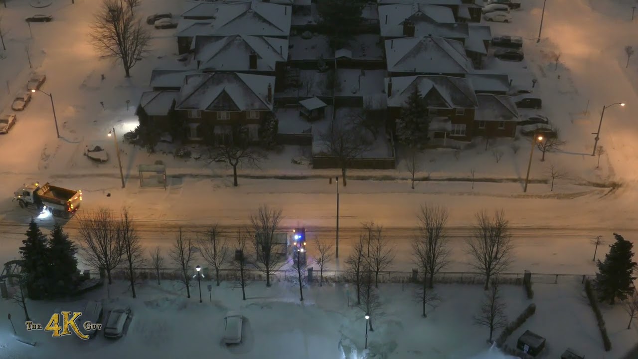 Snowplow Video 74 - Extended elevated view of winter storm cleanup