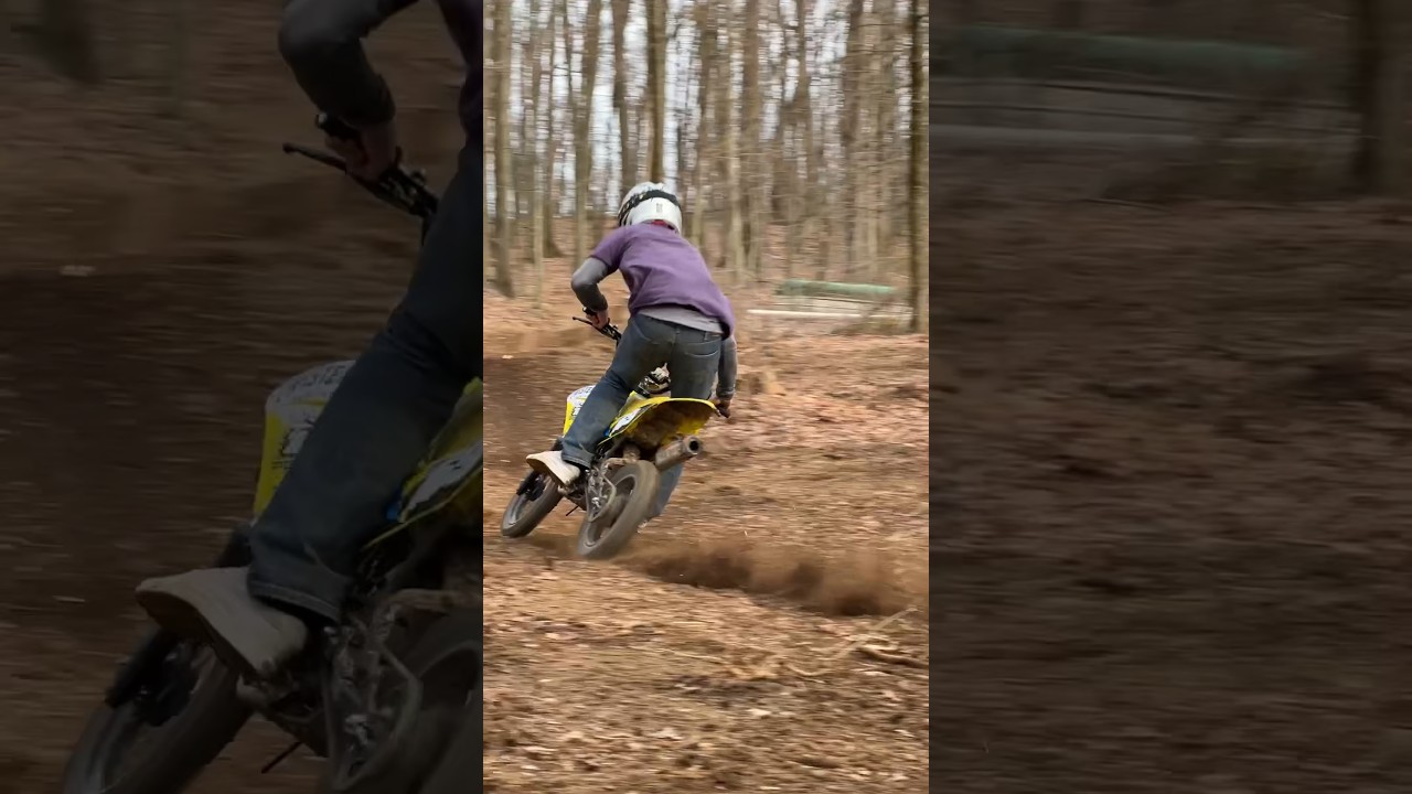 Ripping pitbikes on a backyard track! #pitbike #pitbiketrack #crf110 #klx110l #dirtbike #minibike