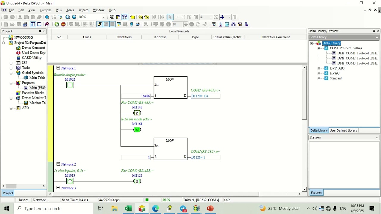Read data with PLC, in MODBUS  ASCII/RTU MODRD, MODWR, MODRW, DELTA DTC1000, Delta drive/inverter