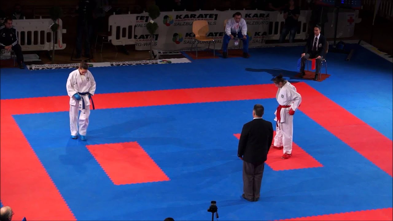 Karate1 PL & YC, Salzburg 2013 - KRYVA vs. PLANK - Kumite fem. -50 FINAL