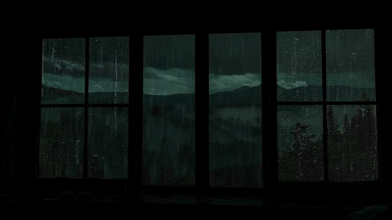 Heavy Rain Sounds on Window with Thunder | Calm Ambience for Sleep, Study and Relaxation