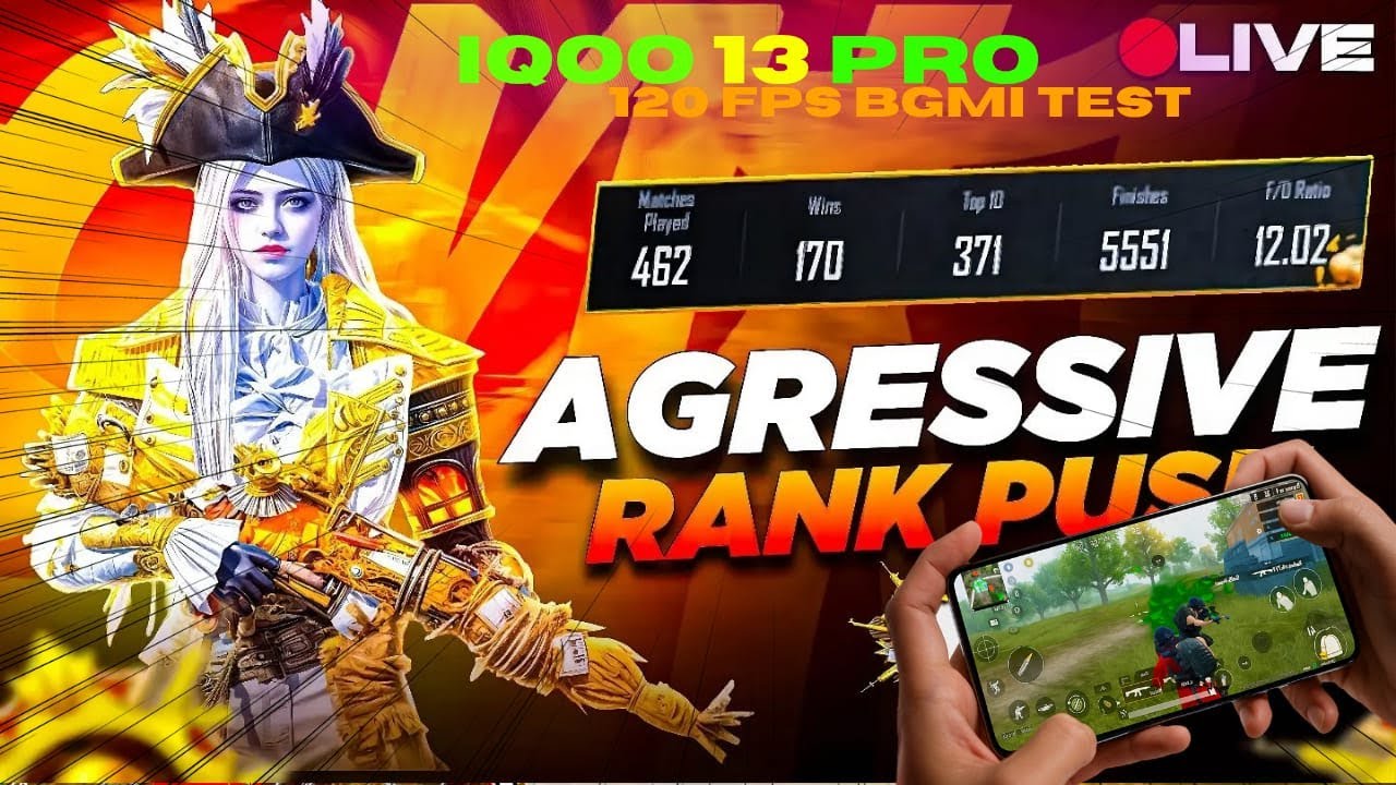 🔥iQOO 13 PRO BGMI RANK PUSH LIVE!🤯 New Sensitivity Setup 😱🔥