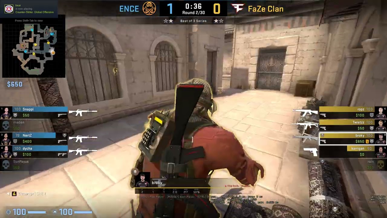 Anubis - FaZe broky - Mid Temple Smoke from A Long against ENCE 