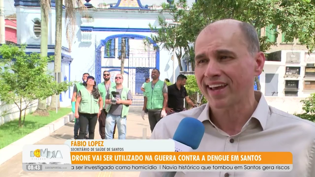 Drone vai ser utilizado na guerra contra a dengue em Santos - 18/03/26
