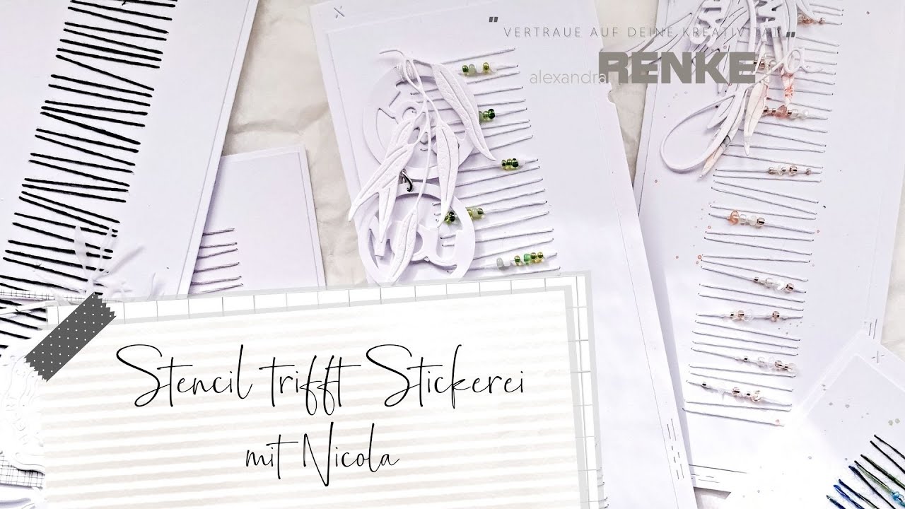 Stencil trifft Stickerei - schöne Karten-Idee von Nicola