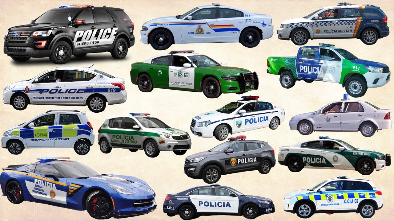 POLICE CARS of Americas countries | USA, Canada, Brazil, Argentina, Colombia - Police cars sounds