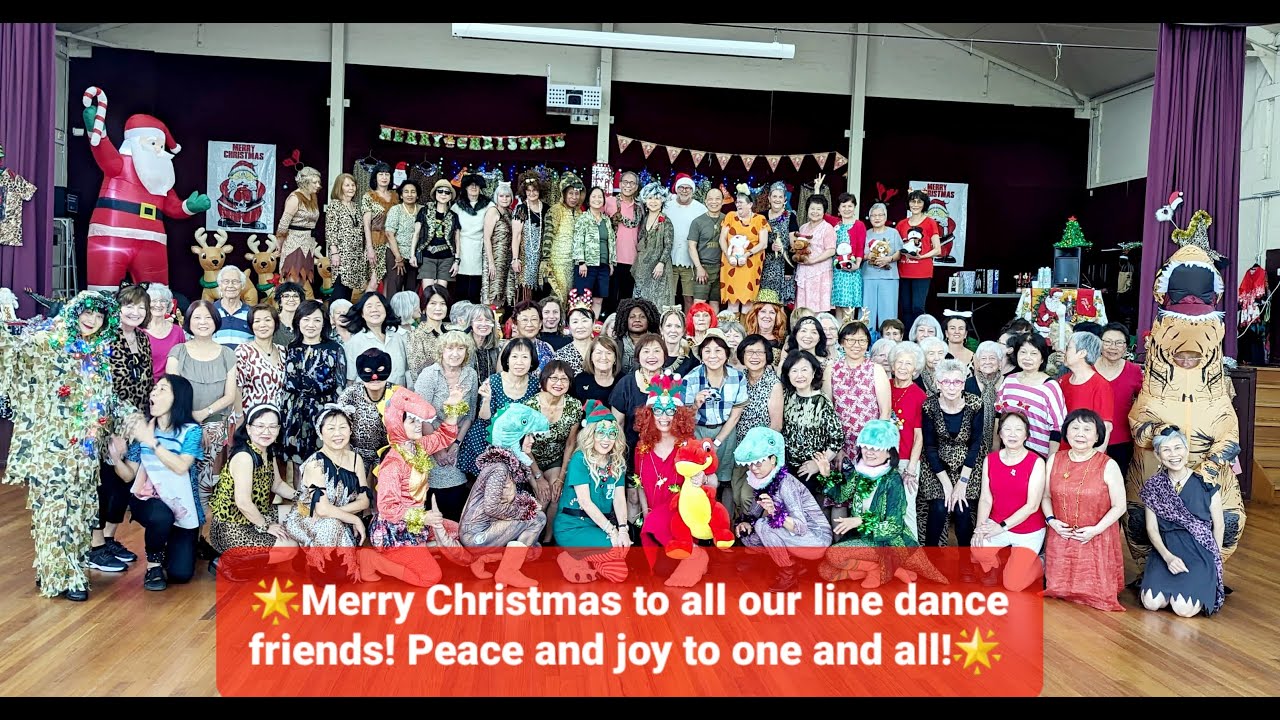 Ramblin'Rose Line Dance🌟Medley of dances at the Stone Age Jurassic Christmas Party 2024