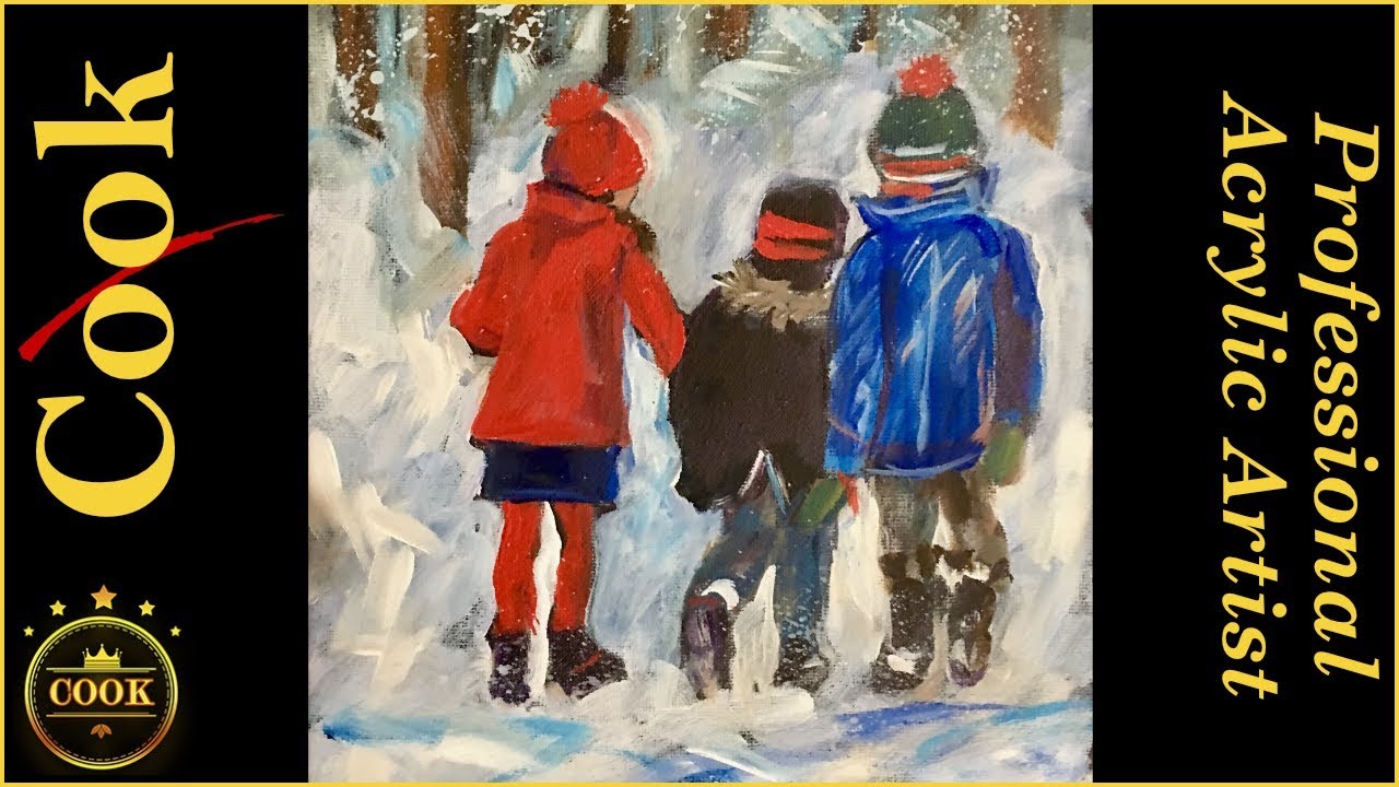 Painting Children Walking in The Snow in Acrylics with Ginger Cook