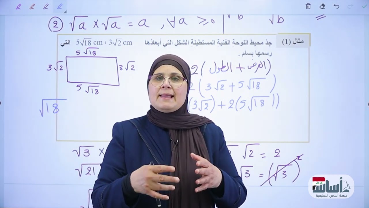 تبسيط الجمل العددية التي تحتوي على جذور/ ص37/الرياضيات /الثاني المتوسط/ أ.ندى جاسم