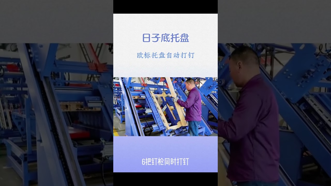 欧标托盘打钉Euro pallet auto nailing and stacking machine  #machine #pallet #palletwood