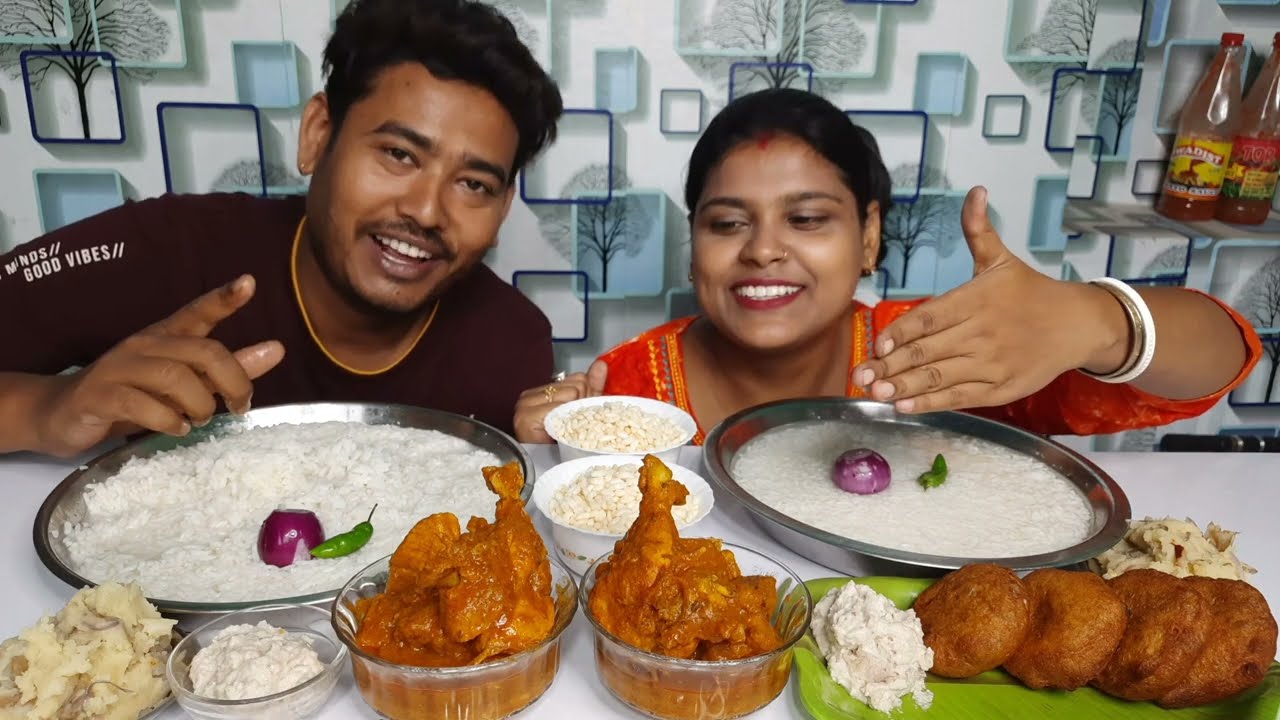 Panta vat sathe chicken curry eating challenge