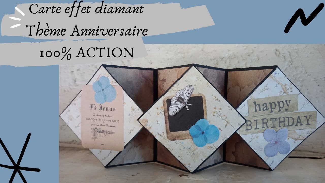 carte diamant thème anniversaire 100% Action