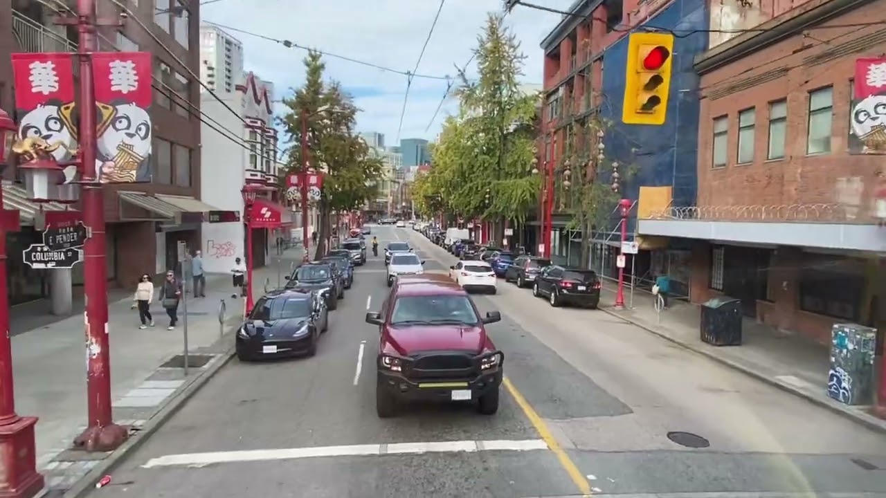 Bus Tour View of North America's 2nd Largest Chinatown - Vancouver's Peaceful Early Hours
