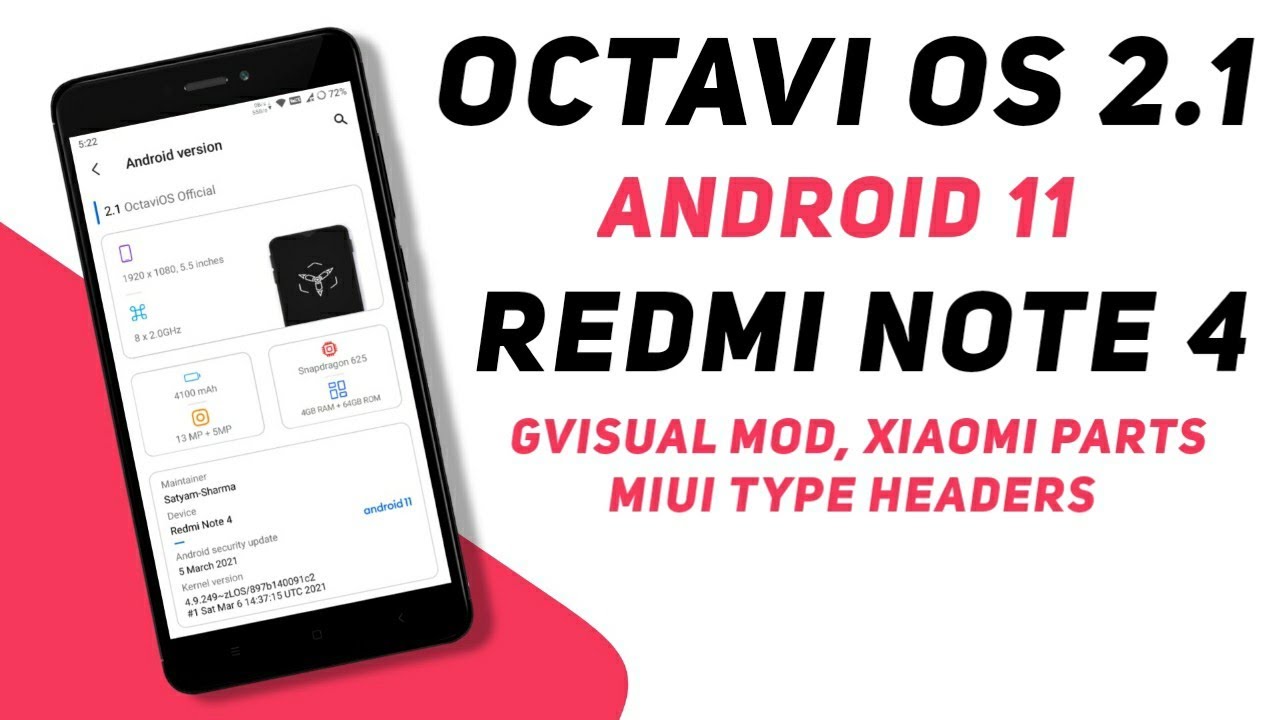 Redmi Note 4 - Octavi OS 2.1 Official Android 11 | MIUI Headers, GVisual Mod, Xiaomi Parts