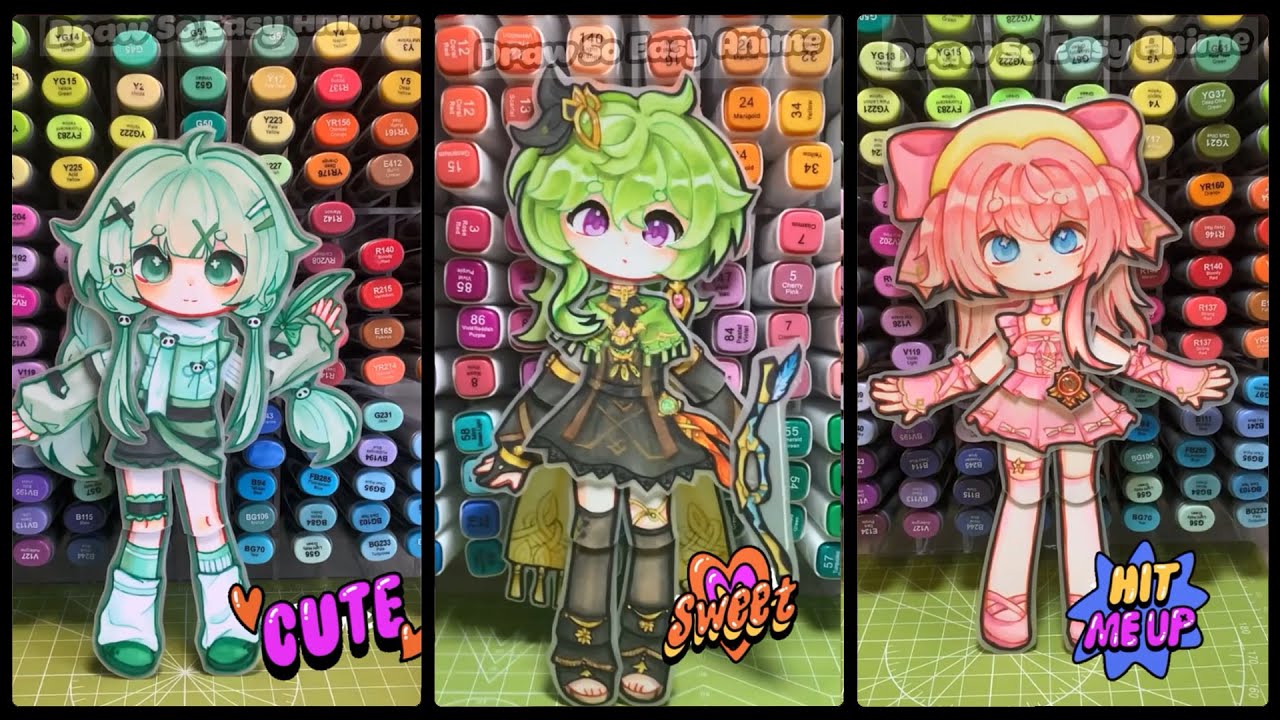Summary of making Gacha Pupet  paper dolls | Draw so easy Anime