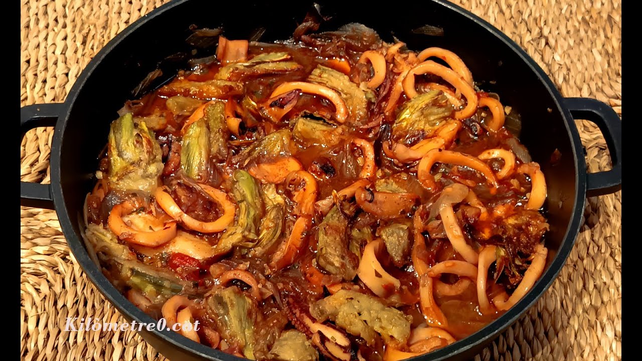 Calamars de potera amb carxofes de temporada, brutal! / Cuina catalana