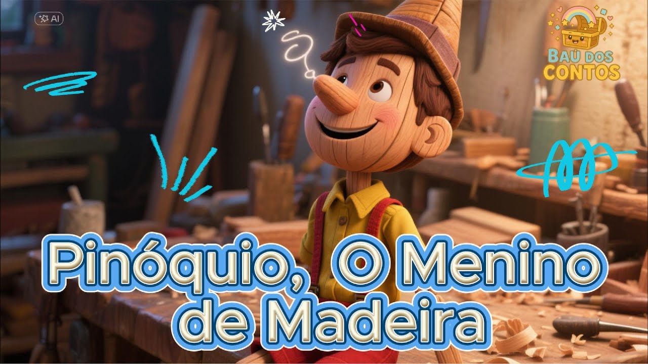 🤥✨ Pinóquio, O Menino De Madeira 🌟 | História Infantil Encantadora – Baú dos Contos