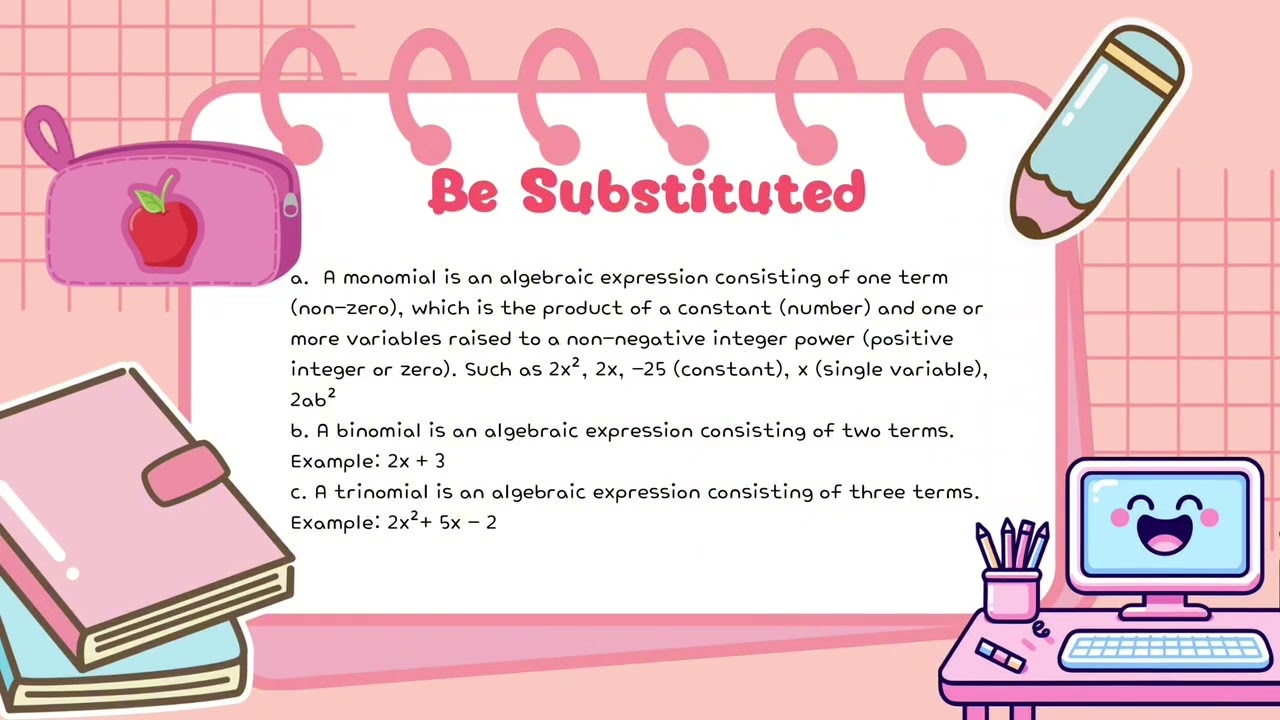 Substitution In Algebraic Expressions - Assignment Video