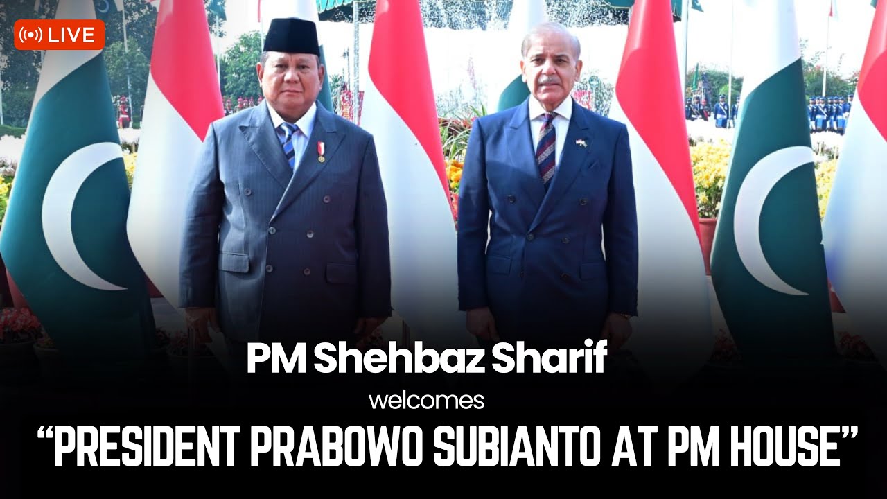 LIVE: Indonesian President Prabowo Subianto welcomed at the PM's House by PM Shehbaz Sharif