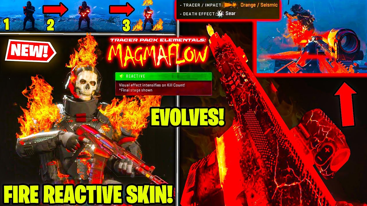 NEW Tracer Pack ELEMENTALS MAGMAFLOW BUNDLE 🔥 MW2 REACTIVE SKIN EFFECT (Liquid Hot Hemlock MW2 Store