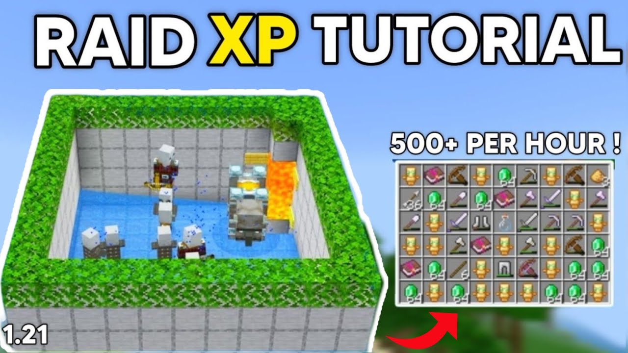 👆👆Raid Farm Minecraft Bedrock 1.21 Tutorial! (MCPE/Xbox/PS4/Nintendo Switch/Windows10)