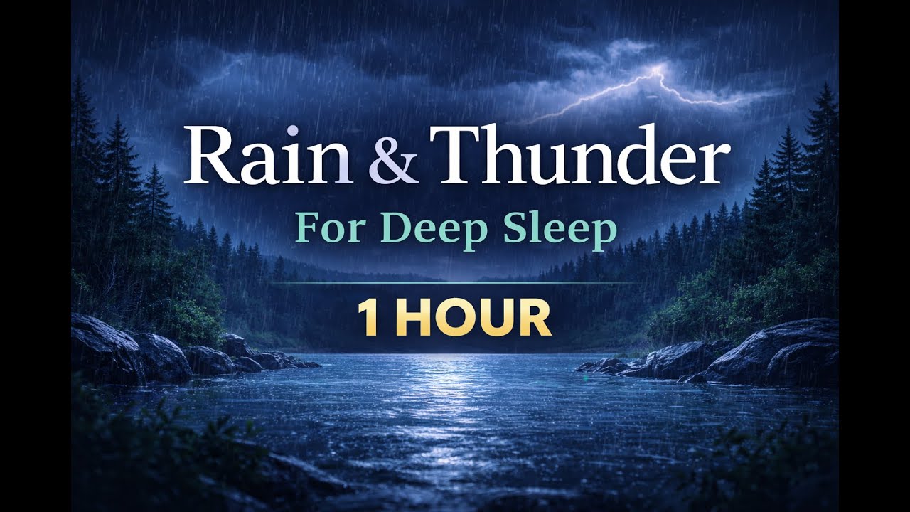 Soft Rain and Thunder for sleeping | Black Screen