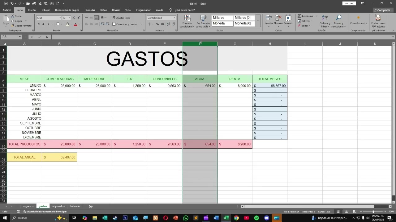 BALANCE SIMPLE EXCEL
