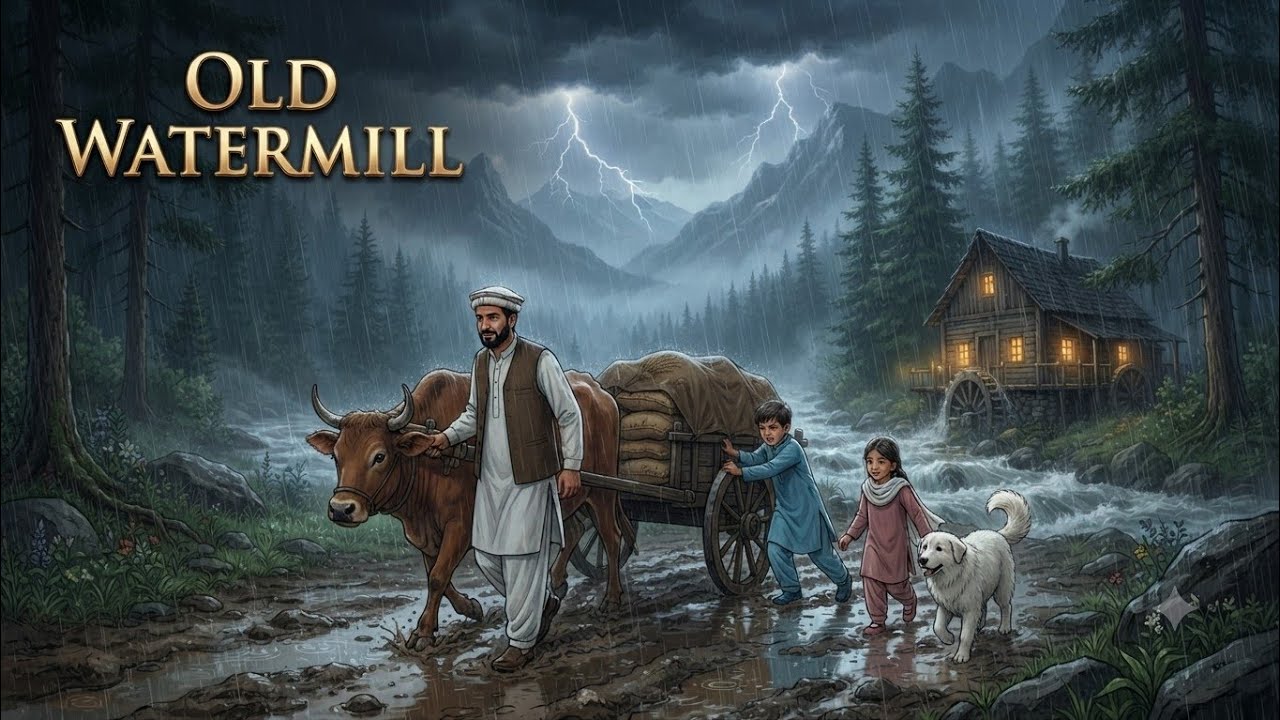 Grinding Wheat at an Old Watermill 🌾 | Rainy Village ASMR #Watermill #VillageASMR #Ghibli